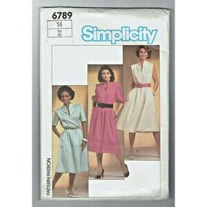 Simplicity 6789 Size 14 Medium Misses Womens Pullover Dress Vintage Sew Pattern